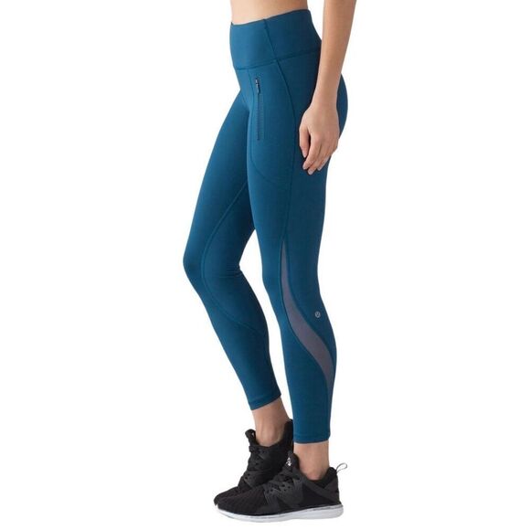 Lululemon Invigorate 7/8 Tight Poseidon Blue High-Rise Pocket Leggings Size 4 - Picture 1 of 11